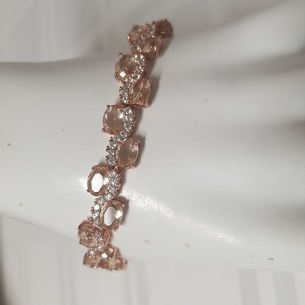 MORGANITE BELLA LUCE SIMULANT BRACELET,  7.25" NWOT RG over Silver #1